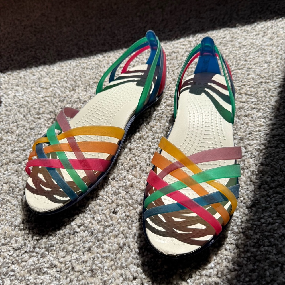 Crocs Women's Isabella Huarache Strappy Flat Rubber Sandals size 6W